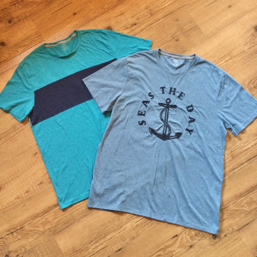 Old Navy Blue Anchor Aqua Striped T-shirt Bundle